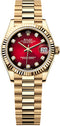 Rolex Datejust 31 Yellow Gold Red Ombré Diamond Set Dial Fluted Bezel President Bracelet - 278278 - 2025